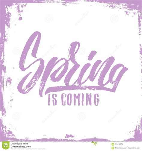 Hand Drawn Lettering Spring Poster Spring Is Coming Stock Vector