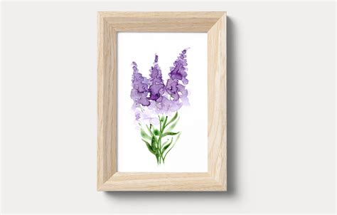 Lavender Painting Lavender Wall Art Watercolor Flowers Etsy