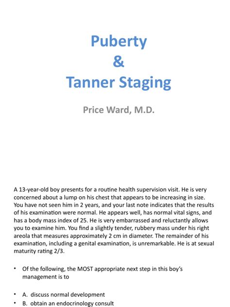 Puberty And Tanner Staging Price Ward Md Pdf Puberty Endocrine