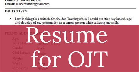 Ojt resume sample for accounting student. Sample Resume for OJT Student for Information Technology ...