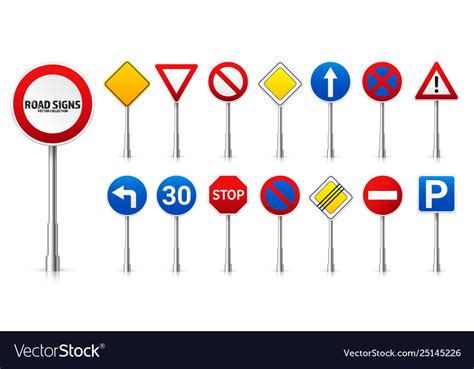 Road Highway Regulatory Signs Set Traffic Control Vector Image