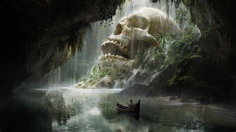 Quentin Mabille, Landscape, Artwork, Fantasy art, Boat, Skull, Cave ...