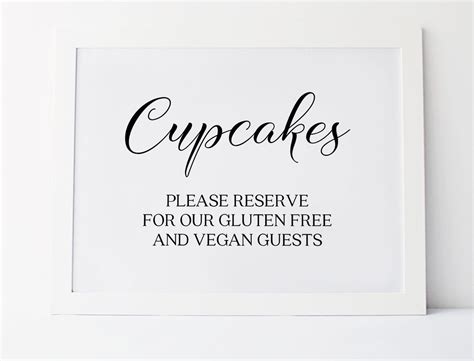 Cupcakes Sign Please Reserve For Our Gluten Free And Vegan Guests