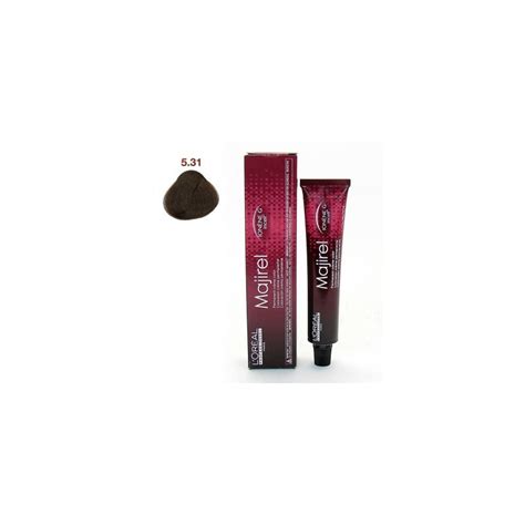 Une formule crème qui couvre de façon optimale les cheveux. Tube de coloration MAJIREL L'OREAL N°5.31 Châtain clair ...