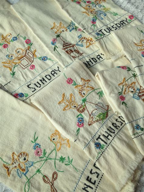 Days Of The Week Vintage Dish Towels Etsy Listing In Ethel And Artie