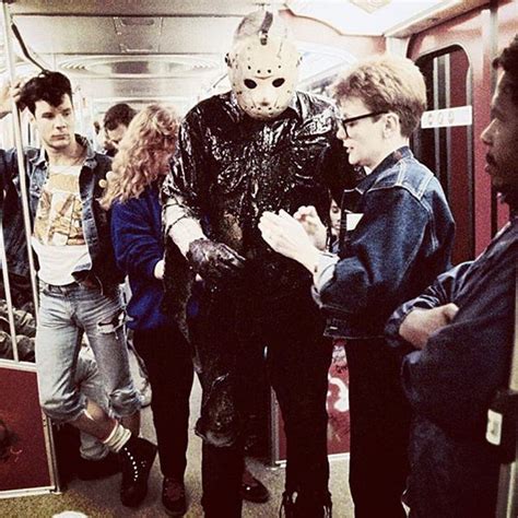 Meantime At The New York Metro Train Kane Hodder Gets Prepped For His Second Portrayal Of Jason