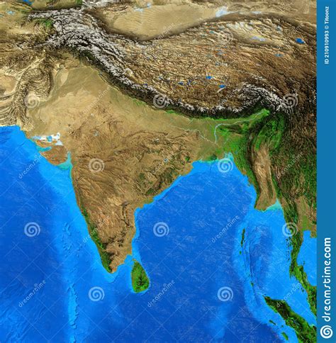 Mapa Físico De Alta Resolución De India Y Himalaya Stock De Ilustración