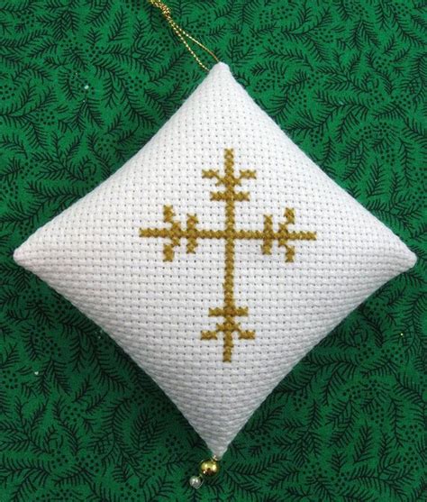 Chrismon Fleur De Lis Cross Christmas Ornament In Cross Stitch Etsy