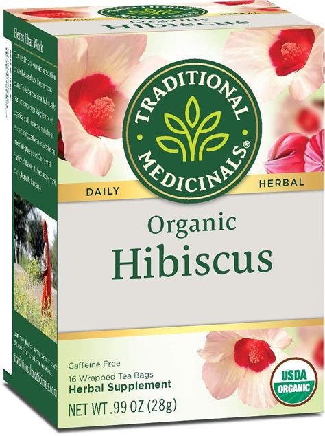 Traditional Medicinals Organic Hibiscus Herbal Tea 16 Tea Bags Pack