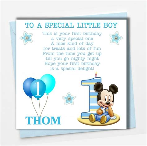 Personalised Mickey Mouse Boy Son Grandson Godson Babies ...