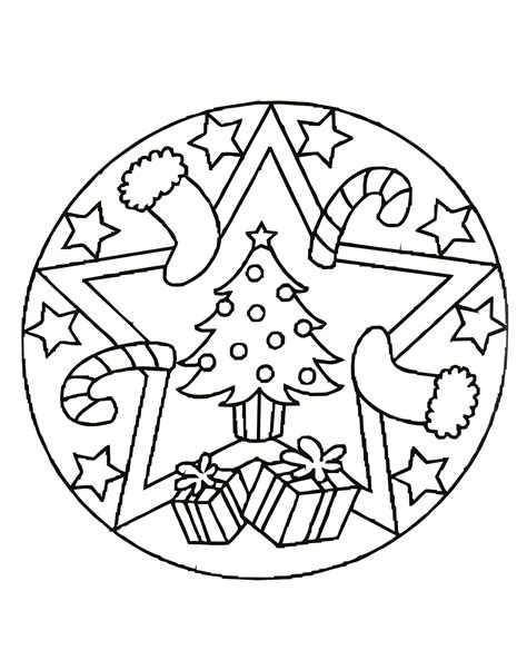 Christmas Mandala With Tree And Gifts Zen Anti Stress Mandalas