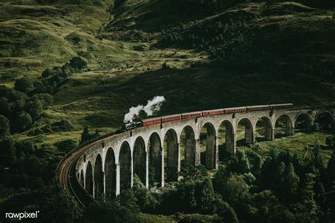 Glenfinnan Viaduct Railway In Inverness Shire Scotland Premium Image