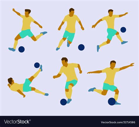 6 Pose Soccer Flat Design Royalty Free Vector Image