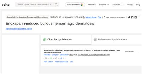 Enoxaparin Induced Bullous Hemorrhagic Dermatosis Scite Report