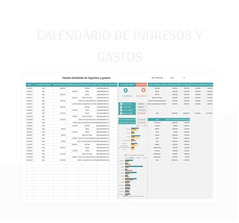 Plantilla De Excel Calendario De Ingresos Y Gastos Y Hoja De Cálculo De