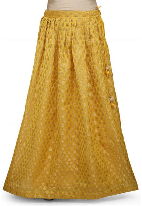 Buy Woven Chanderi Silk Skirt In Yellow Online Bnj291 Utsav Fashion