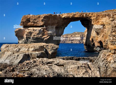 Azure Window A Natural Rock Arch West Coast Gozo Malta Stock Photo