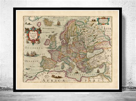 Old Europe Map Antique Atlas 1638 Vintage Map Vintage Maps And Prints