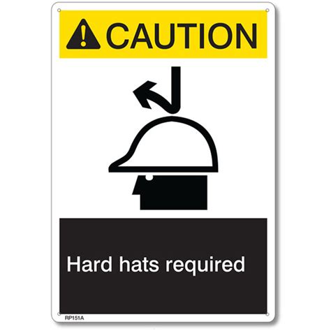 Caution Hard Hat Required Rigid Plastic Sign 7 X 10 Safety Signs