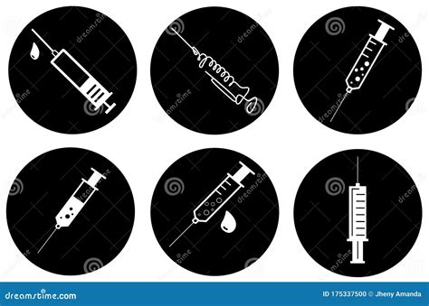 Set Of Medical Syringe Hypodermic Needle Inject Needle Concept Of