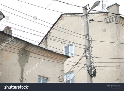 Street Lighting Poles Covered Wires Pole Stock Photo 1728669001
