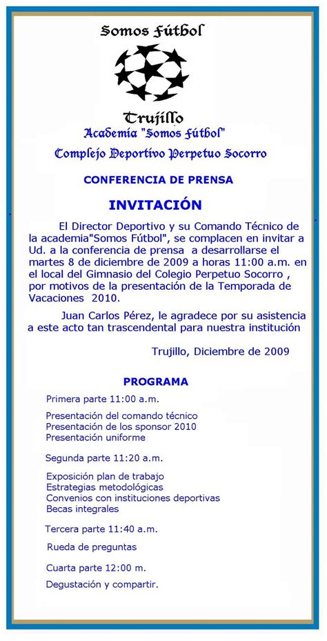 Home / conferencia de prensa. Academia Somos Fútbol: INVITACIÓN CONFERENCIA DE PRENSA