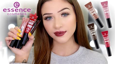 ESSENCE Colour Boost Vinylicious Liquid Lipsticks Lip Swatch Review YouTube