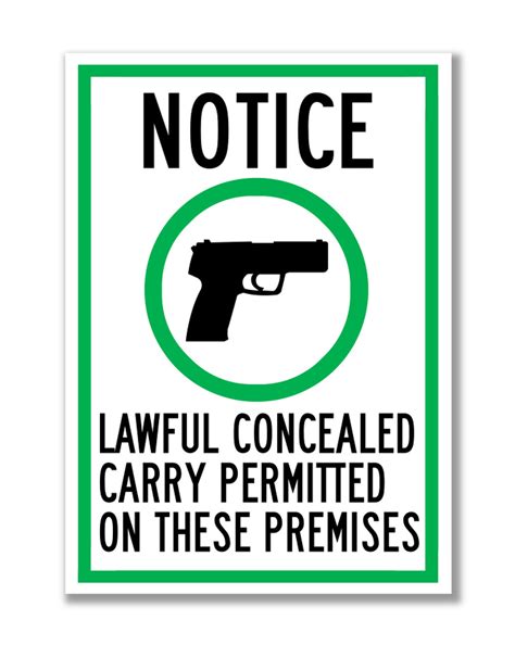 Notice Lawful Concealed Carry Permitted On These Premises With Symbol