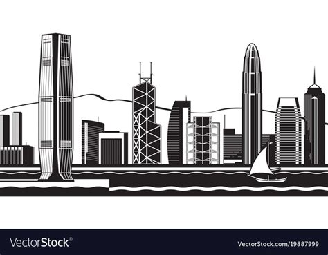 Hong Kong Skyline By Day Vector Illustration Download A Free Preview