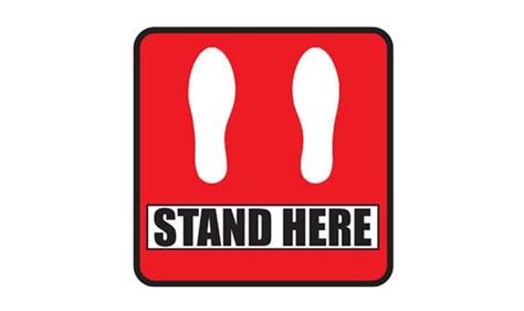 6 Stand Here Floor Sign Red Conveyer And Caster