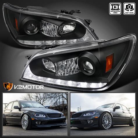 For 2001 2005 Lexus Is300 Black Projector Headlights Lampsled Strip
