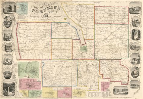 Map Of Tompkins County New York From Actual Surveys Library Of