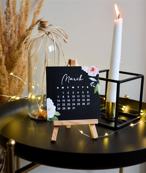 2021 Floral Desk Calendar With Mini Wooden Easel Etsy