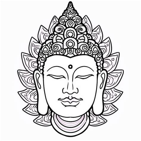 Premium Ai Image A Drawing Of A Buddha Face With A Lotus Flower On It