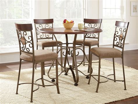 Thompson Warm Cherry Round Counter Height Dining Room Set From Steve