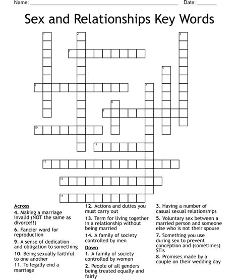 sex and relationships key words crossword wordmint