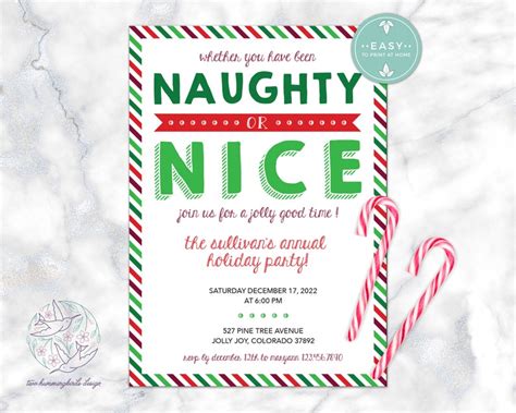 Naughty Or Nice Christmas Party Invitation Xmas Party Etsy