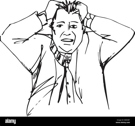 Sketch Of Frustrated With Problems Business Man Vector Illustration