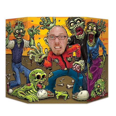 Pack Of 6 Yellow And Green Chasing Zombies On The Horizon Photo Props
