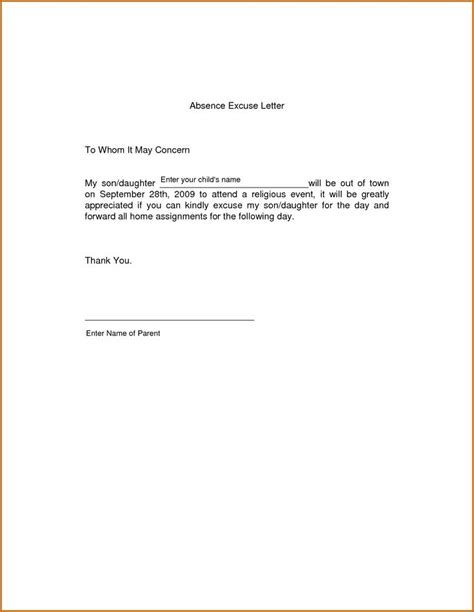 6 absent letter for school because of sick lease template ...