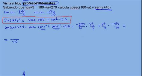 TRIGONOMETRÍA conocida la tangente calcular ejercicios resueltos parte YouTube