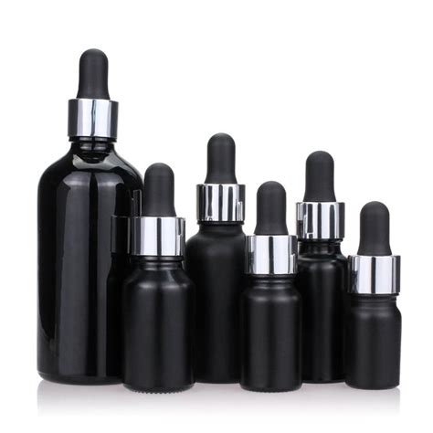 Custom Shiny Black Glass Dropper Bottle For Essential Oil With
