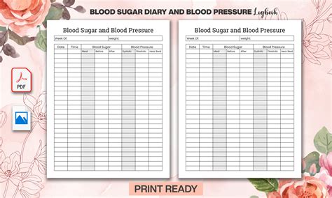 Blood Sugar Diary And Blood Pressure Log Graphic By Mehedi Hasan