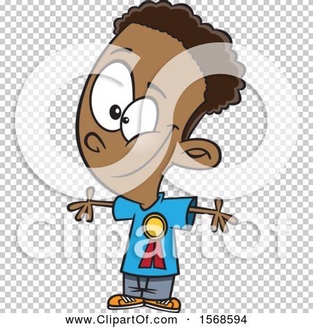 Download Clipart of a Cartoon Black Boy Wearing a Student of the Month Ribbon - Royalty Free Vector ...