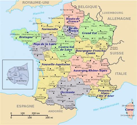 Mapa De Francia Con Regiones Y Departamentos Mapas De Francia Para