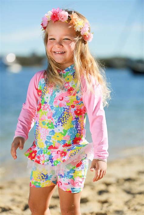 Beach Style In Monet Print Uv Suit Kinder Kleidung Kleidung Kinder