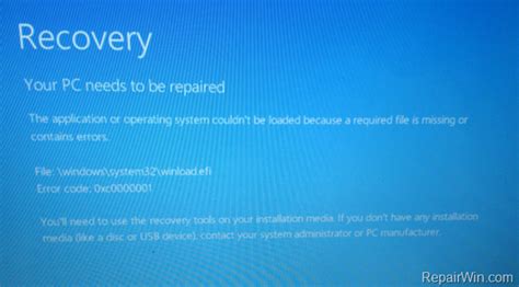Fix Bsod Error 0xc0000001 Your Pc Needs To Be Repaired • Repair Windows™