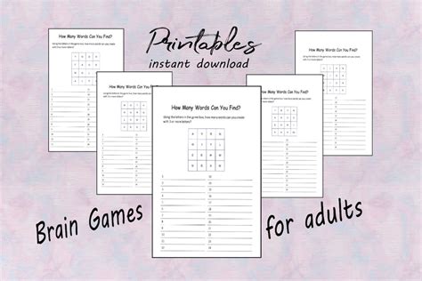 How Many Words Can You Find Activity Pages Brain Games Etsy España