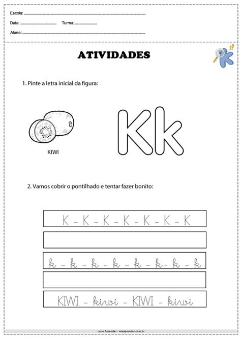 Atividade Com A Letra K Para Alfabetização
