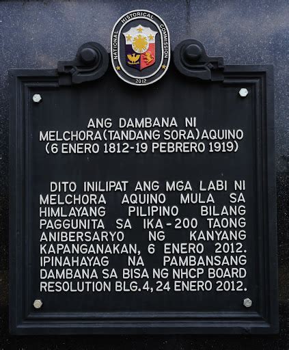 Read The Plaque The Shrine Of Melchora Tandang Sora Aquino
